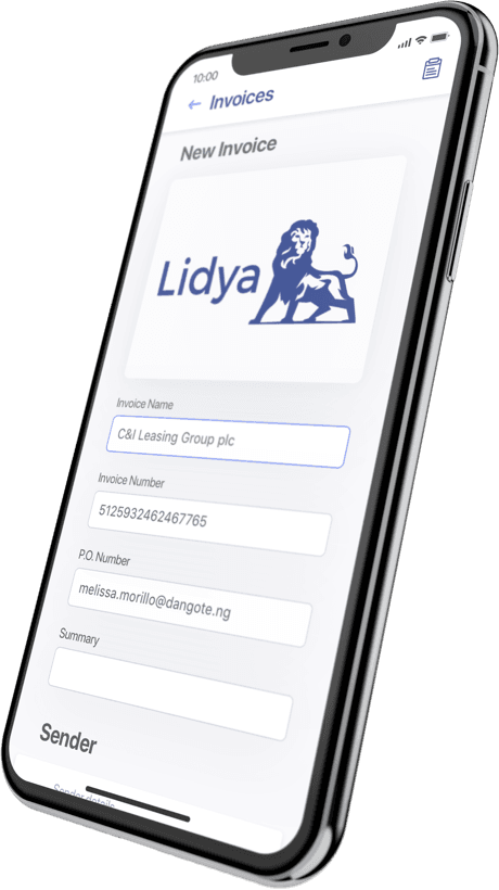 Create a new invoice with Lidya System in Mobile